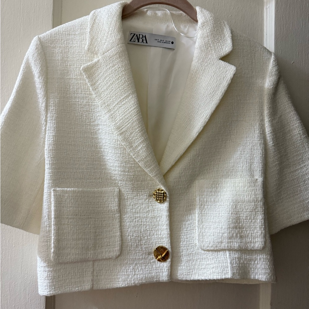 Zara Cropped Short Sleeve Blazer